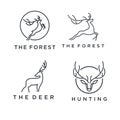 Outline deer line art logo vector icon - Vector