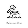 outline deforestation vector icon. isolated black simple line element illustration from nature concept. editable vector stroke