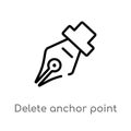 outline delete anchor point vector icon. isolated black simple line element illustration from user interface concept. editable