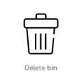 outline delete bin vector icon. isolated black simple line element illustration from user interface concept. editable vector