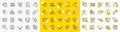 Outline Delete file, Baggage cart and Waterproof line icons. For web app. Vector