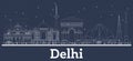 Outline Delhi India City Skyline with White Buildings