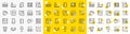 Outline Deluxe mattress, Ice tea and Square area line icons. For web app. Vector