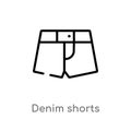 outline denim shorts vector icon. isolated black simple line element illustration from clothes concept. editable vector stroke Royalty Free Stock Photo