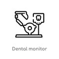 outline dental monitor vector icon. isolated black simple line element illustration from dentist concept. editable vector stroke Royalty Free Stock Photo