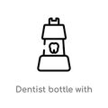 outline dentist bottle with liquid vector icon. isolated black simple line element illustration from dentist concept. editable