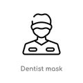 outline dentist mask vector icon. isolated black simple line element illustration from dentist concept. editable vector stroke