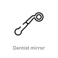 outline dentist mirror vector icon. isolated black simple line element illustration from dentist concept. editable vector stroke