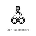 outline dentist scissors vector icon. isolated black simple line element illustration from dentist concept. editable vector stroke