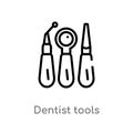 outline dentist tools vector icon. isolated black simple line element illustration from dentist concept. editable vector stroke