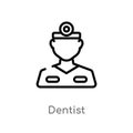 outline dentist vector icon. isolated black simple line element illustration from concept. editable vector stroke dentist icon on