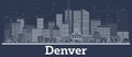 Outline Denver Colorado City Skyline with White Buildings