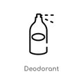 outline deodorant vector icon. isolated black simple line element illustration from beauty concept. editable vector stroke Royalty Free Stock Photo