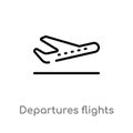 outline departures flights vector icon. isolated black simple line element illustration from airport terminal concept. editable