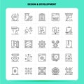 OutLine 25 Design & Development Icon set. Vector Line Style Design Black Icons Set. Linear pictogram pack. Web and Mobile Business Royalty Free Stock Photo