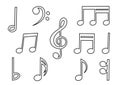 outline design music notes sign symbol set