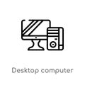 outline desktop computer vector icon. isolated black simple line element illustration from education concept. editable vector Royalty Free Stock Photo