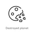 outline destroyed planet vector icon. isolated black simple line element illustration from astronomy concept. editable vector Royalty Free Stock Photo