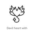 outline devil heart with wings vector icon. isolated black simple line element illustration from shapes concept. editable vector