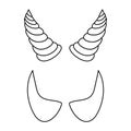 Outline devil horns isolated on white background. Line style. Clean and modern vector illustration for design, web.