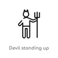 outline devil standing up vector icon. isolated black simple line element illustration from people concept. editable vector stroke