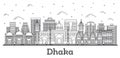 Outline Dhaka Bangladesh City Skyline with Historic Buildings Isolated on White