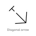 outline diagonal arrow vector icon. isolated black simple line element illustration from arrows concept. editable vector stroke Royalty Free Stock Photo