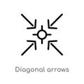 outline diagonal arrows vector icon. isolated black simple line element illustration from arrows concept. editable vector stroke