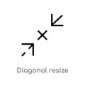 outline diagonal resize vector icon. isolated black simple line element illustration from arrows concept. editable vector stroke Royalty Free Stock Photo