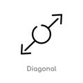 outline diagonal vector icon. isolated black simple line element illustration from arrows 2 concept. editable vector stroke Royalty Free Stock Photo