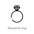 outline diamond ring vector icon. isolated black simple line element illustration from woman clothing concept. editable vector Royalty Free Stock Photo