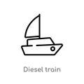 outline diesel train vector icon. isolated black simple line element illustration from transport concept. editable vector stroke