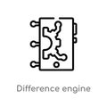 outline difference engine vector icon. isolated black simple line element illustration from artificial intellegence concept.