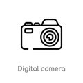outline digital camera vector icon. isolated black simple line element illustration from electronic stuff fill concept. editable Royalty Free Stock Photo