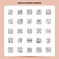 OutLine 25 Digital Economy Business Icon set. Vector Line Style Design Black Icons Set. Linear pictogram pack. Web and Mobile Royalty Free Stock Photo