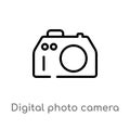 outline digital photo camera vector icon. isolated black simple line element illustration from technology concept. editable vector Royalty Free Stock Photo