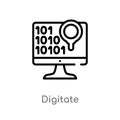 outline digitate vector icon. isolated black simple line element illustration from technology concept. editable vector stroke