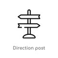 outline direction post vector icon. isolated black simple line element illustration from airport terminal concept. editable vector