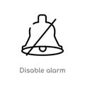 outline disable alarm vector icon. isolated black simple line element illustration from user interface concept. editable vector