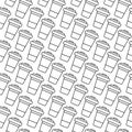 Outline Disposable cups with lid Dynamic Seamless pattern in minimalism. Takeaway drink background Royalty Free Stock Photo