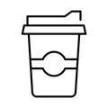 Outline disposable paper coffee cup icon vector illustration. Linear portable cardboard for takeaway