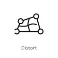 outline distort vector icon. isolated black simple line element illustration from geometric figure concept. editable vector stroke