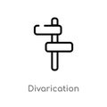 outline divarication vector icon. isolated black simple line element illustration from maps and flags concept. editable vector