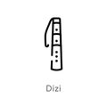 outline dizi vector icon. isolated black simple line element illustration from asian concept. editable vector stroke dizi icon on