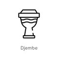 outline djembe vector icon. isolated black simple line element illustration from music concept. editable vector stroke djembe icon