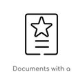 outline documents with a star vector icon. isolated black simple line element illustration from user interface concept. editable