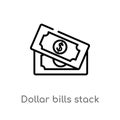 outline dollar bills stack vector icon. isolated black simple line element illustration from user interface concept. editable