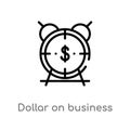 outline dollar on business time vector icon. isolated black simple line element illustration from business concept. editable