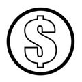 Outline dollar icon on white background. flat style. dollar icon