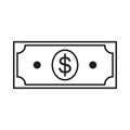 Outline dollar money cash bill illustration vector